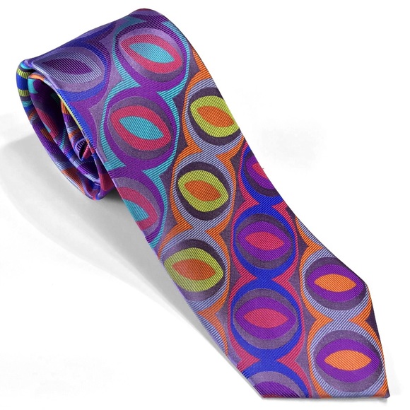 Purple Eyes Lawrence Ivey Multi-colorful Silk Tie - Picture 3 of 4